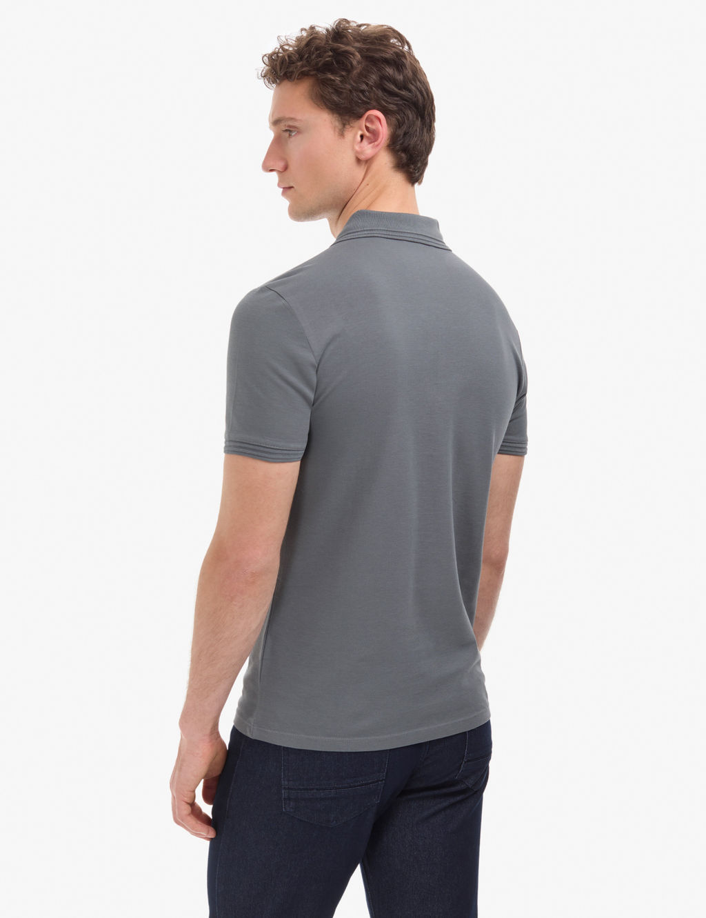 Antrasit Slim Fit %100 Pamuk K_vr_lmaz Fermuarl_ Polo Yaka Basic Ti__rt