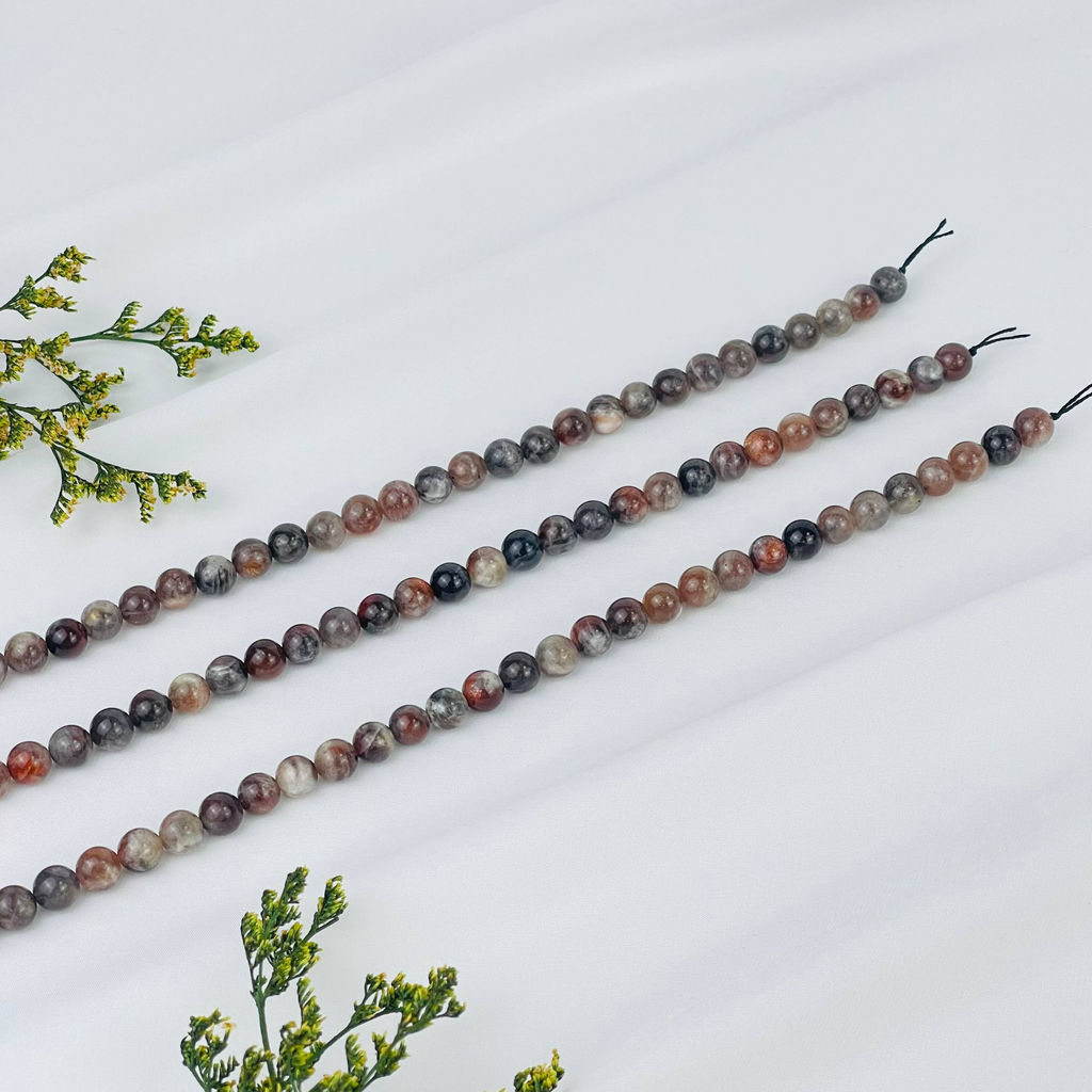 Бусины для украшений из Лунного и Солнечного камня (50 бусин) 38 см