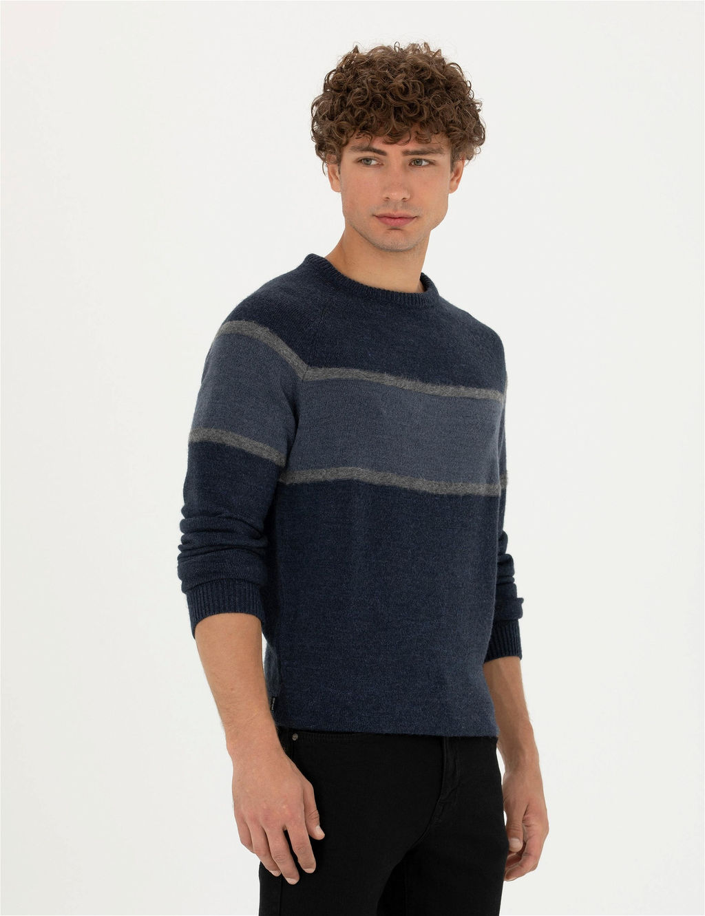 Lacivert Slim Fit Bisiklet Yaka Triko Kazak - Pierre cardin фото 3