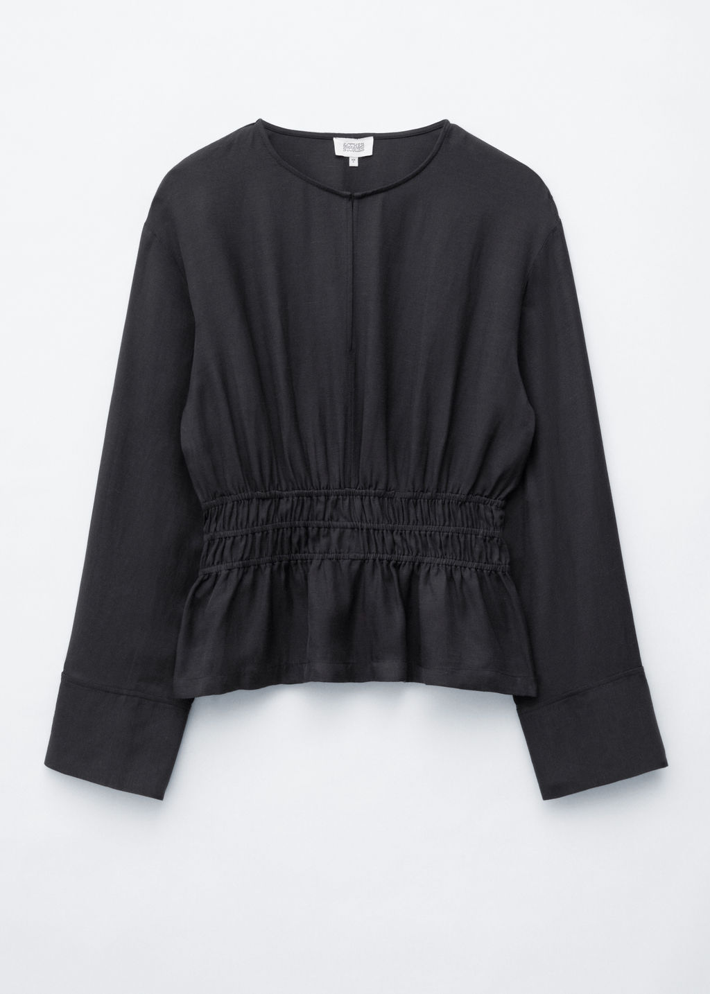 Blusa de lino y cintura fruncida con nido de abeja - H&m фото 2