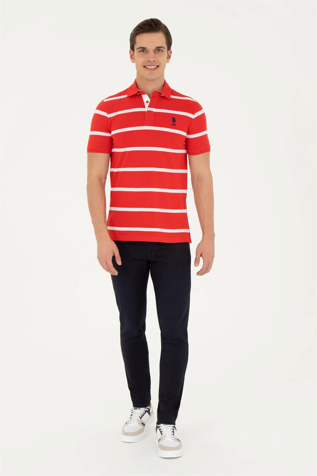 Мужская красная футболка с воротником-поло - U.s. polo assn фото 4