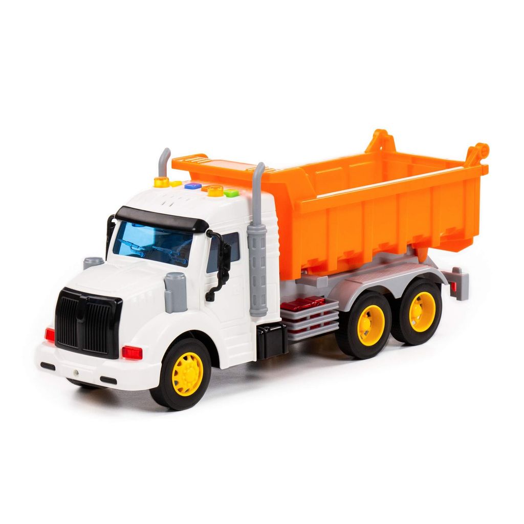 Профи, автомобиль-самосвал инерционный (со светом и звуком) (оранжевый) (в коробке) - Полесье фото 8