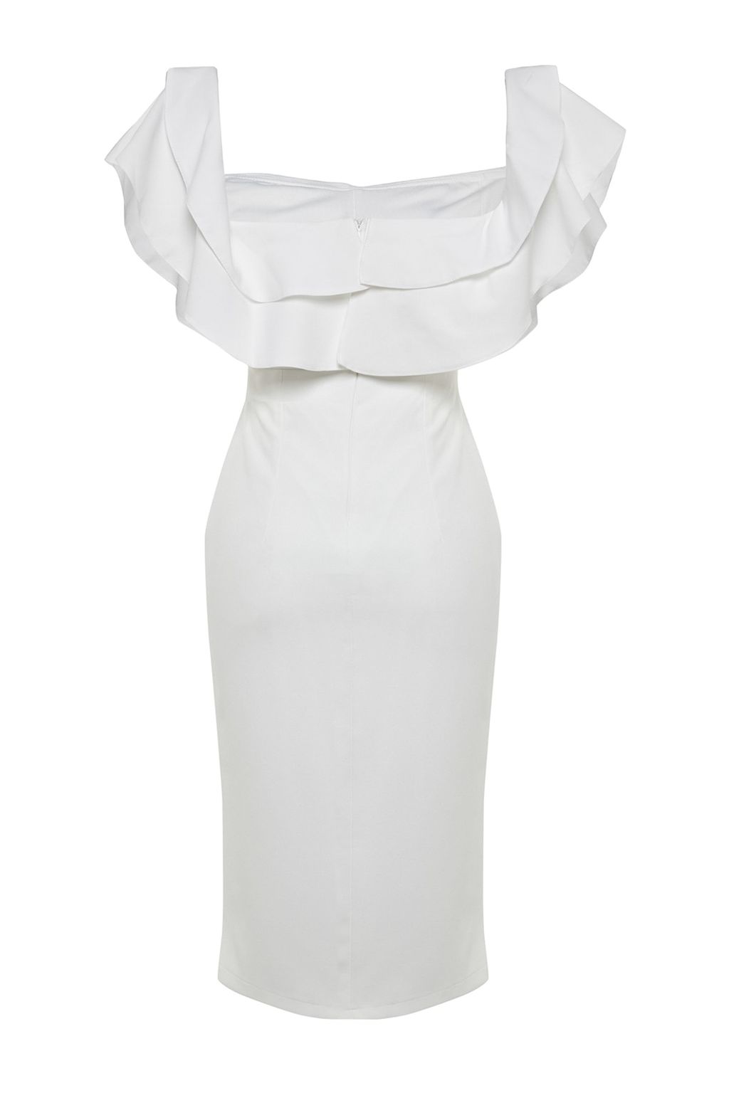 Bridal Ekru Astarl? Volanl? Dokuma Abiye Gece Elbise TPRSS21EL1403 - Trendyolmilla фото 11