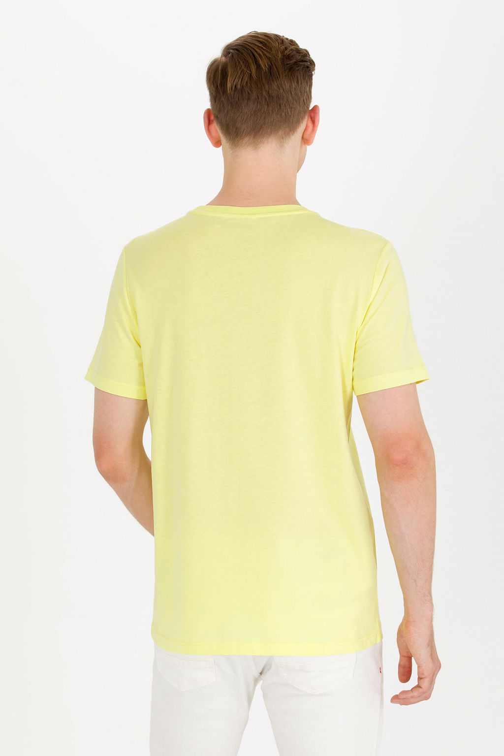 U. S. Polo Assn Мужская светло-желтая базовая футболка с круглым вырезом - U.s. polo assn фото 6