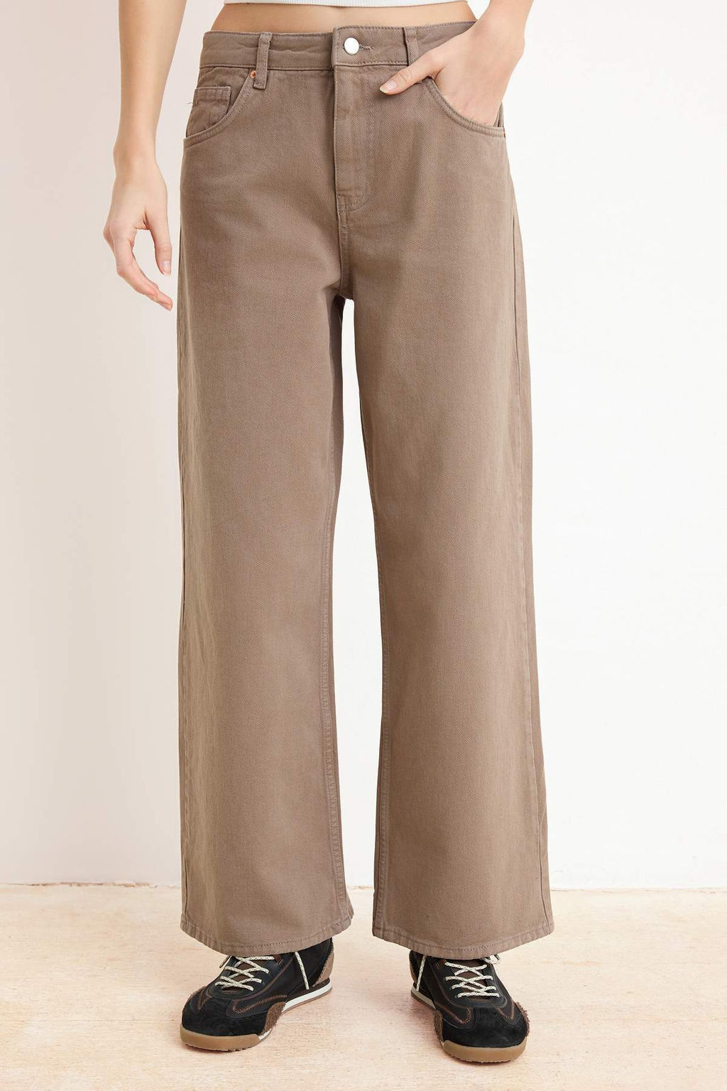 Koyu Kahverengi Yuksek Bel Bilek Boy Culotte %100 Pamuklu Jeans TWOAW26JE00190 - Trendyolmilla фото 29