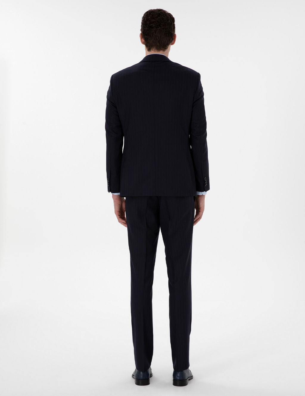 Lacivert Slim Fit _izgili %100 Y_n Tak_m Elbise
