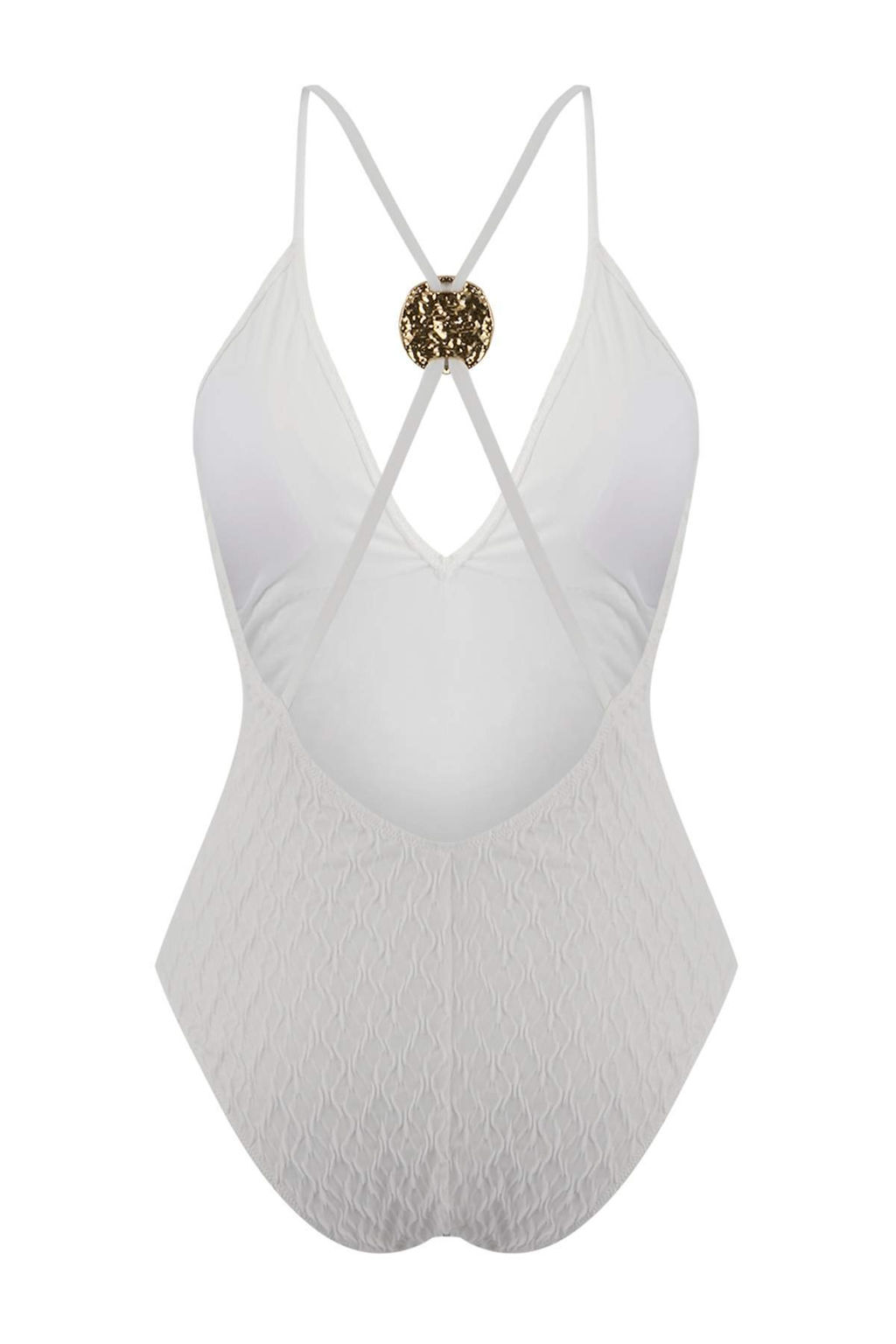 Ekru Dokulu Derin V Yaka Kapl? Aksesuarl? Brazilian Mayo TBESS26MA00035