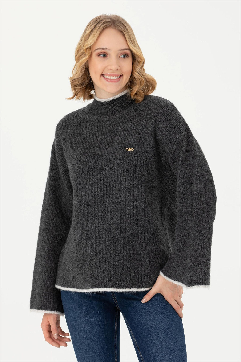 Женский свитер антрацитового меланжа - U.s. polo assn фото 8