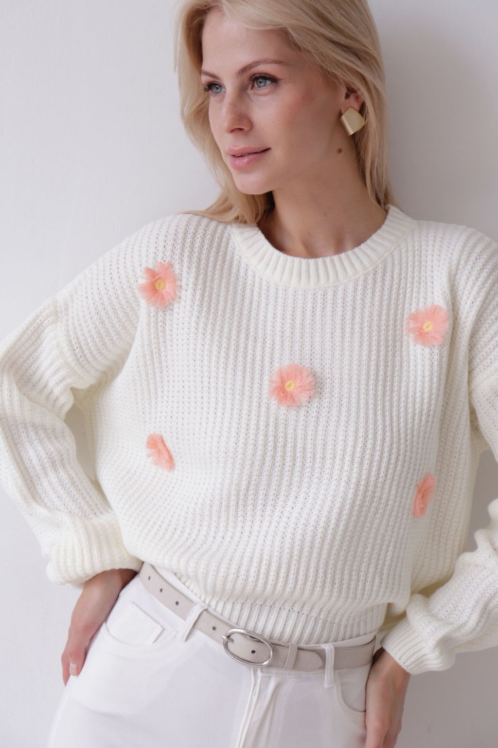 9837 Джемпер белый с цветами - Martichelli фото 27