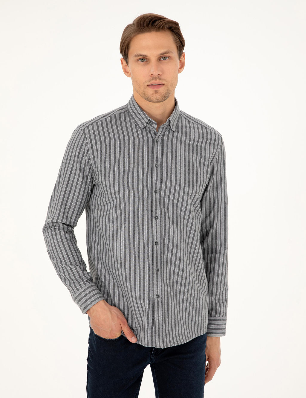 Рубашка Pierre Cardin Regular Fit серый