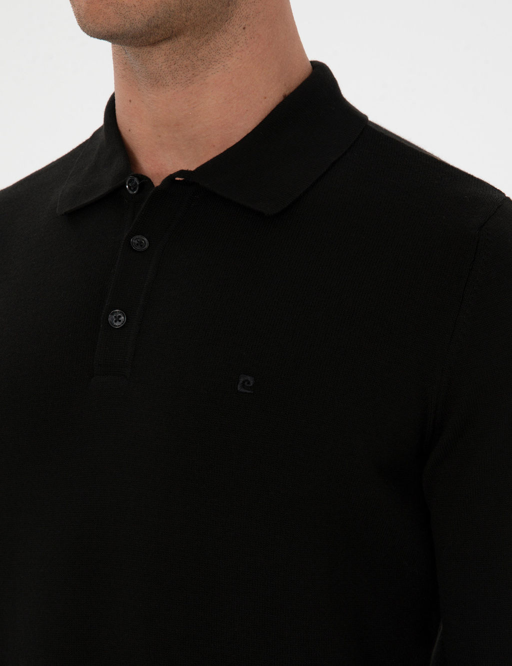 Siyah Slim Fit Polo Yaka Basic Triko Kazak - Pierre cardin фото 7