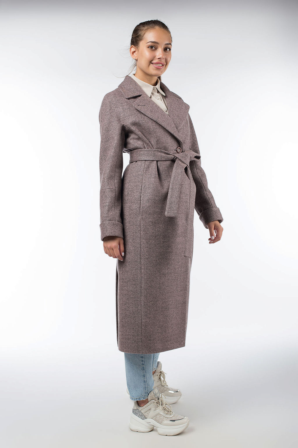 01-09897 Пальто женское демисезонное (пояс)
