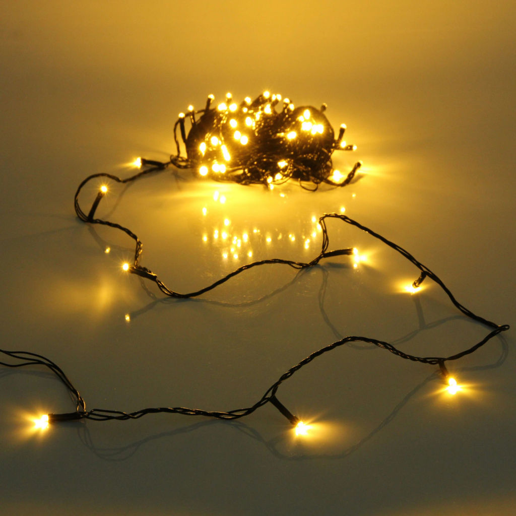 Цена за 2шт. Гирлянда для дома НИТЬ 10 м 80 ламп LED черный пров.,8 реж, IP-20, Теплый белый (ПЕРВАЯ ЦЕНА)