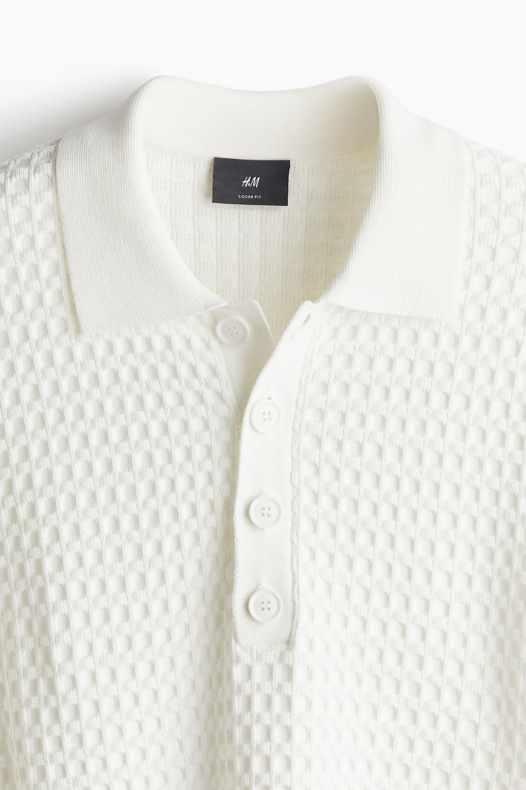 Regular Fit Waffle-knit polo shirt - H&m фото 8