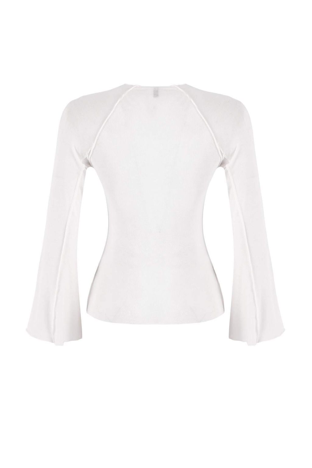 Ekru Fitted/Vucuda Oturan Dik Yaka Uzun Kollu Nervurlu Premium Yumusak Orme Bluz TWOSS26BZ00241