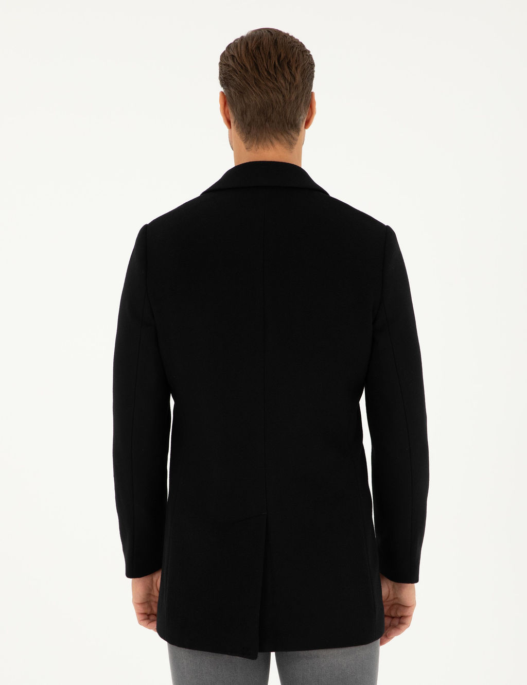 Siyah Ekstra Slim Fit Y_n Kar___ml_ Ka_e Kaban - Pierre cardin фото 5