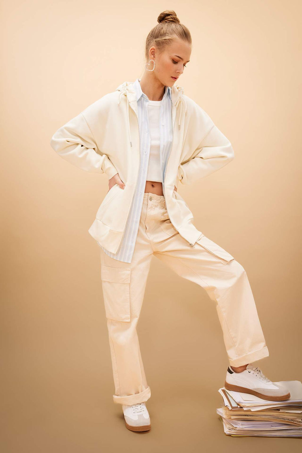 Gabardin Pantolon Straight Fit Standart Boy Yuksek Bel Kargo Cepli - Defacto фото 2