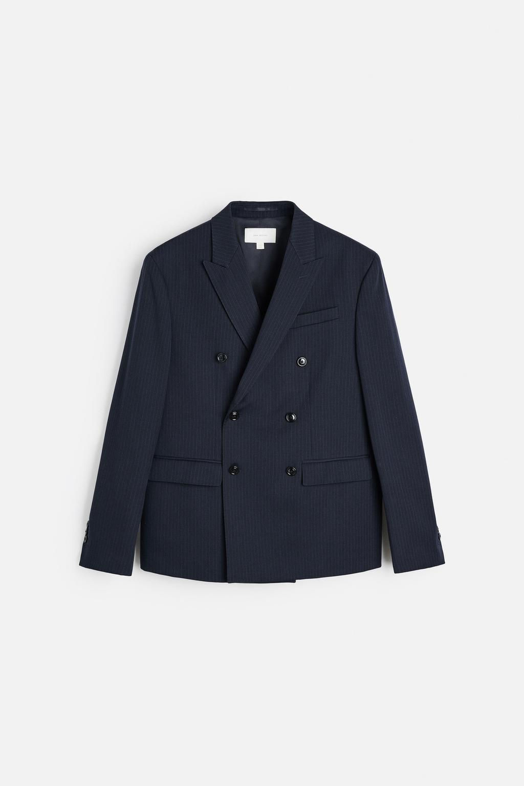 DIPLOMATIC STRIPE DOUBLE-BREASTED SUIT BLAZER - Zara фото 6