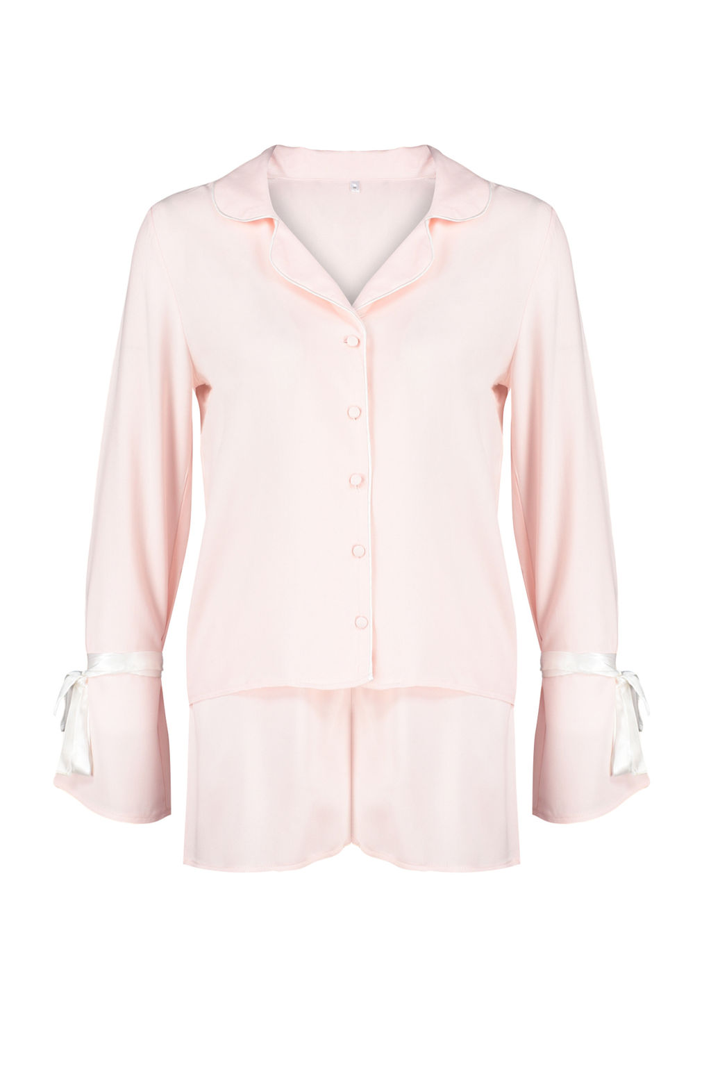 Trendyolmilla Ekru Baglamal?/Kurdele/Fiyonklu ve Biyeli Viskon Sortlu Dokuma Pijama Tak?m? THMSS24PT00047  фото 7