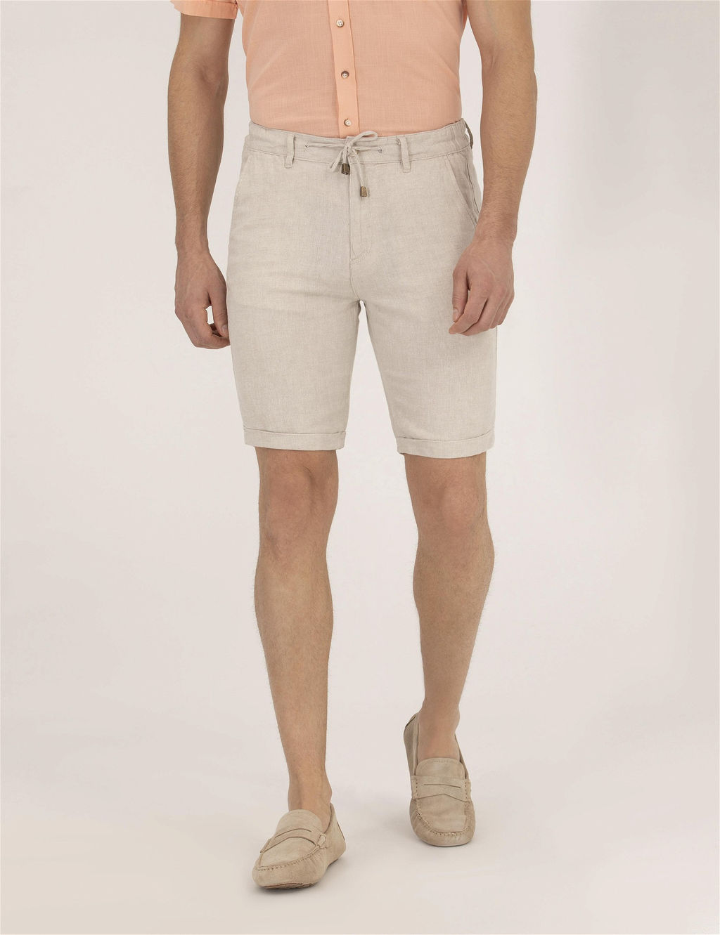 Bej Slim Fit Keten Kar___ml_ Beli Lastikli _ort - Pierre cardin фото 2