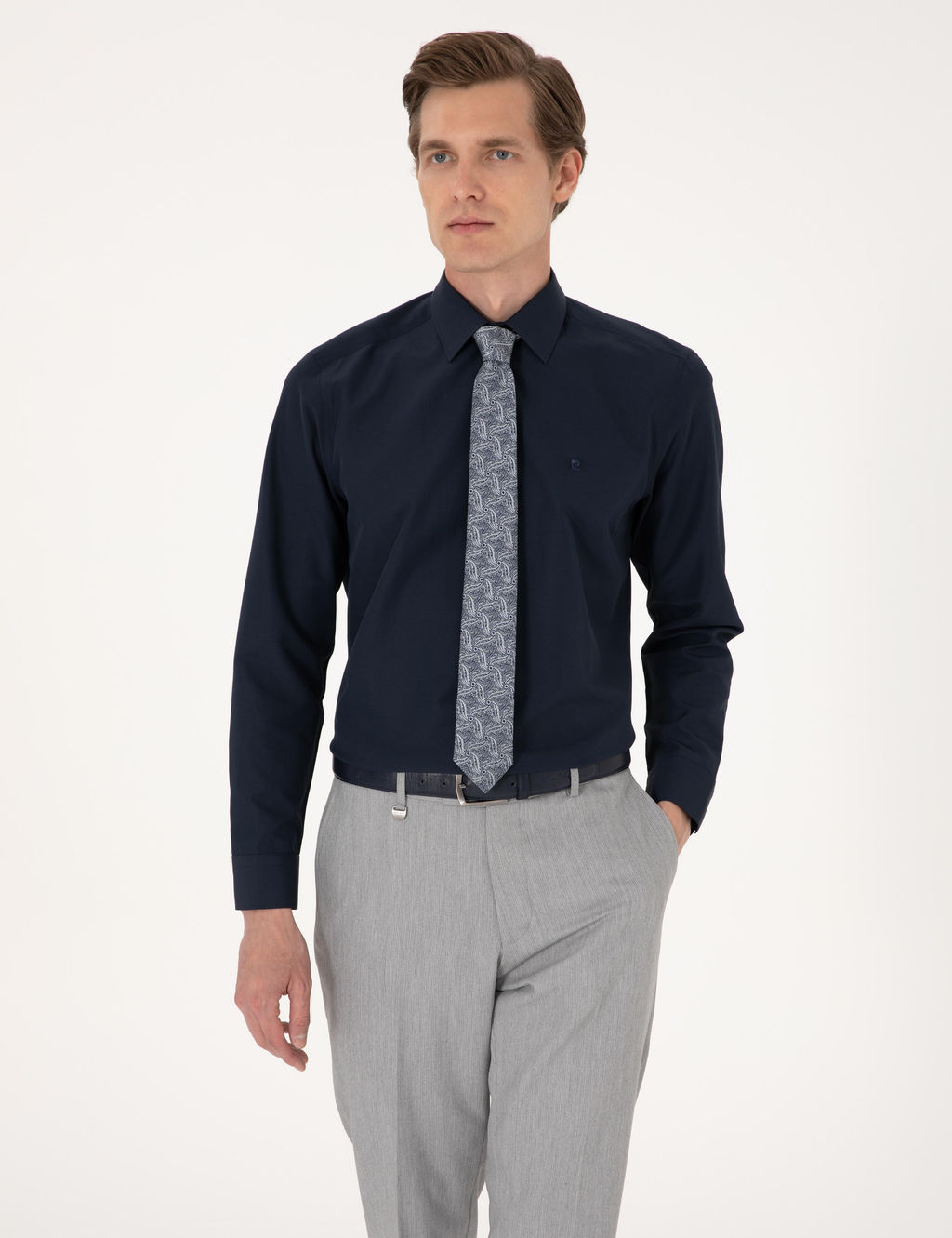 Lacivert Regular Fit Uzun Kollu Basic G_mlek