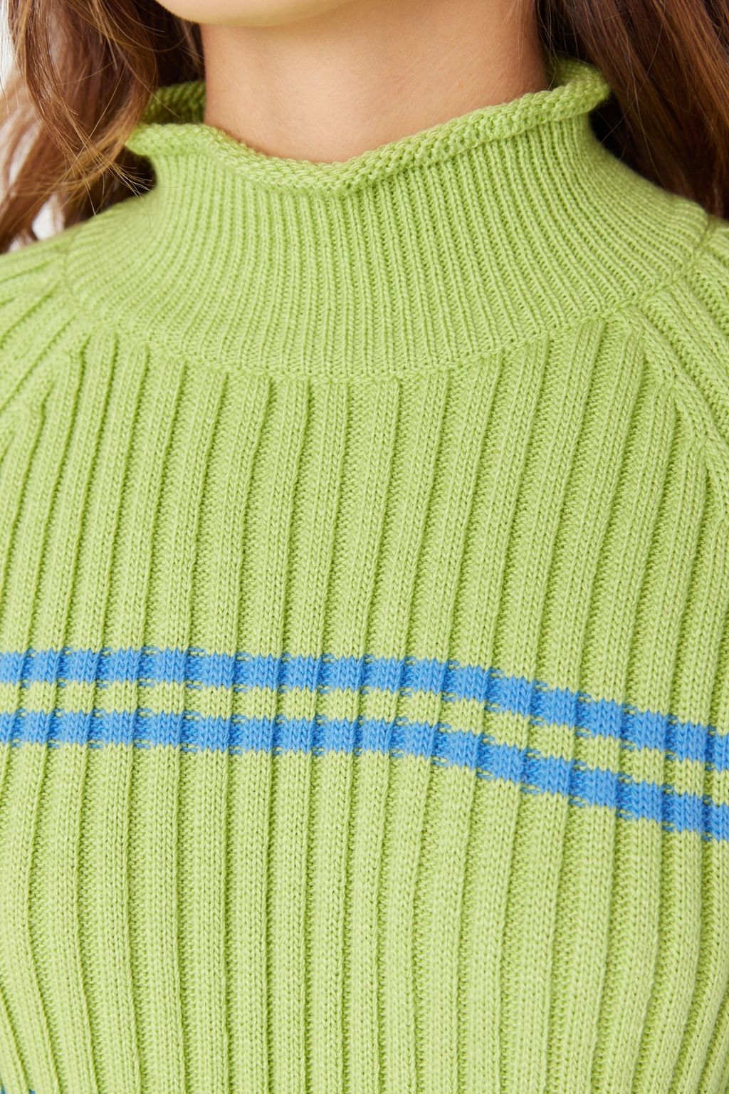 TRENDYOLMILLA Yesil Cizgili Triko Kazak TWOAW23KZ00666