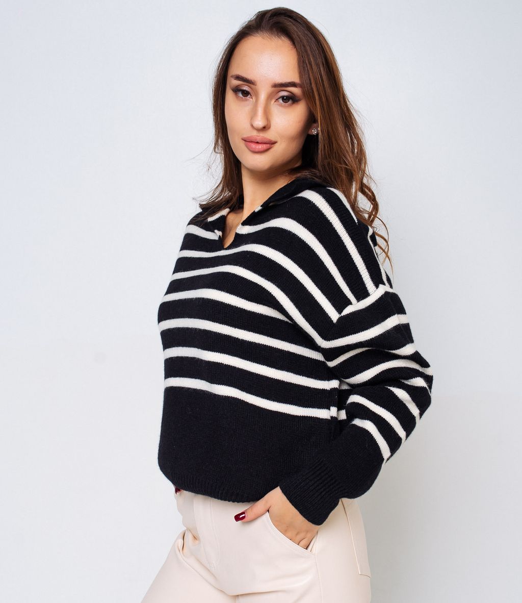 Джемпер #КТ24270, молочный,чёрный