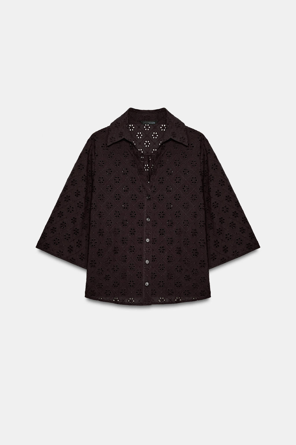 CAMISA BORDADOS PERFORADOS / Marr?n - Zara фото 6