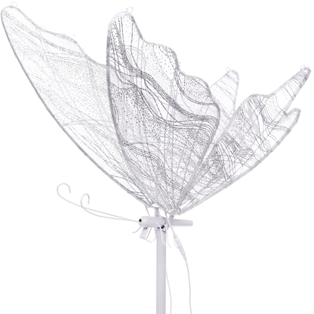 Фигура светодиодная "Волшебная Бабочка" на стойке h-1,94м, длина крыла 80 см, без движения,220v,Белый