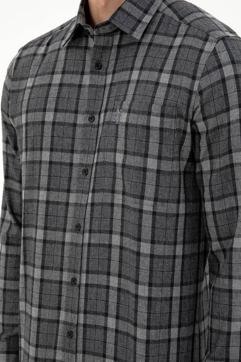 Мужская рубашка антрацитового цвета с длинным рукавом Неожиданная скидка в корзине - U.s. polo assn фото 7