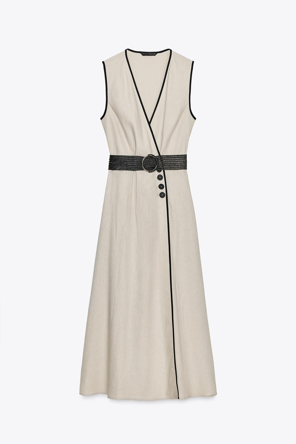 LINEN BLEND MIDI DRESS WITH BELT - Zara фото 5