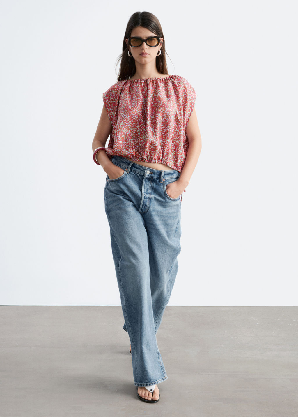 Top de seda estampado con cord?n de ajuste - H&m фото 8