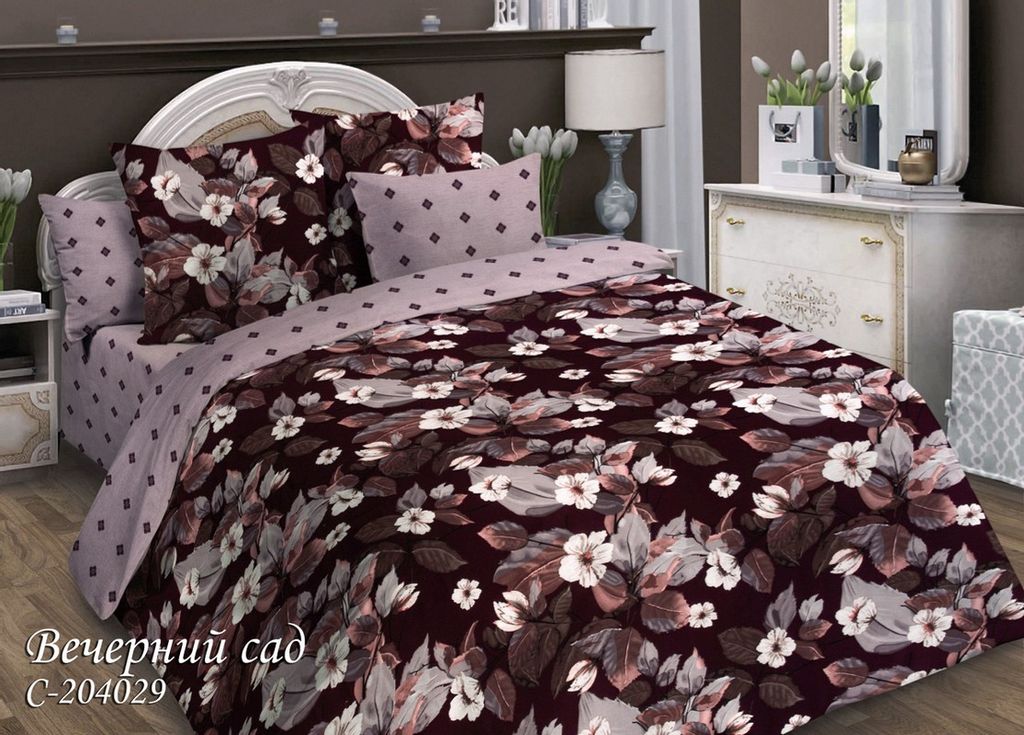 Постельное белье - Сатин Вечерний сад 1,5-спальный (молния) - Luteks фото 2