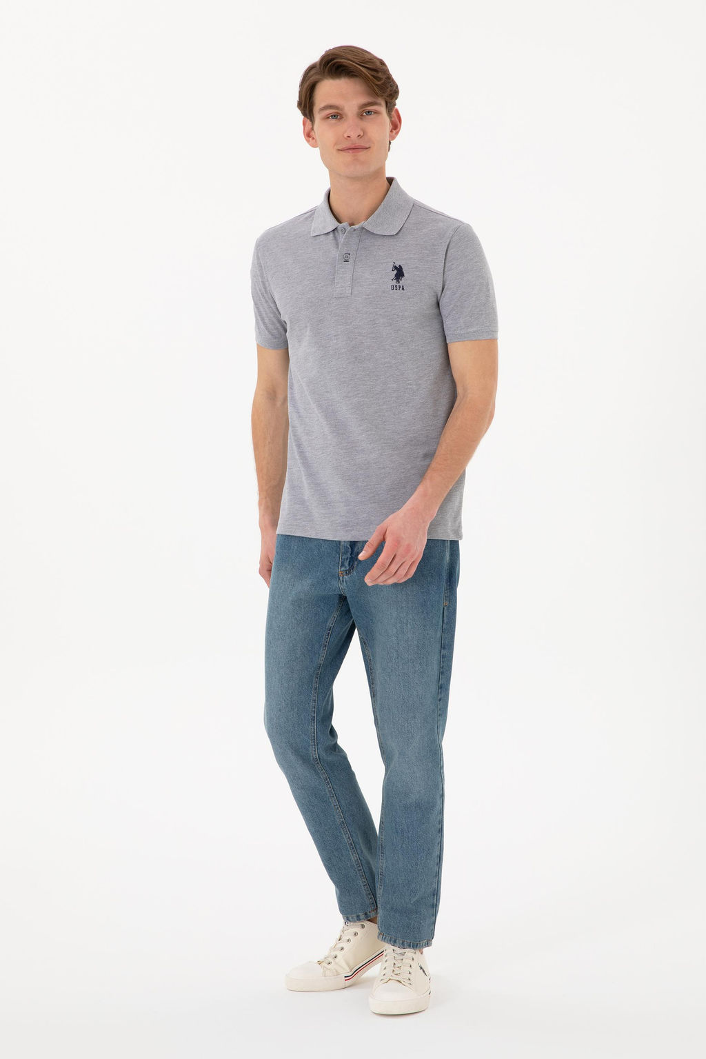 Erkek Slim Fit Polo Yaka Gri Melanj Basic Ti__rt Sepette S_rpriz _ndirim - U.s. polo assn фото 12