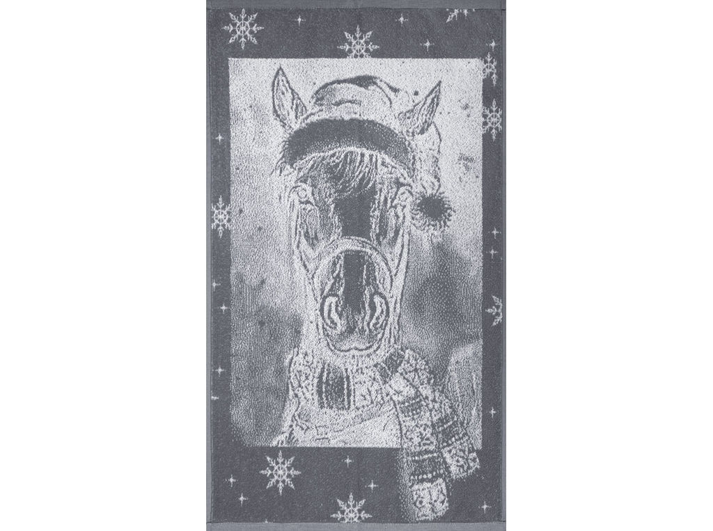 Полотенце махровое 6с103.412ж1 Лошадь новогодняя(графит5) 50х90см
