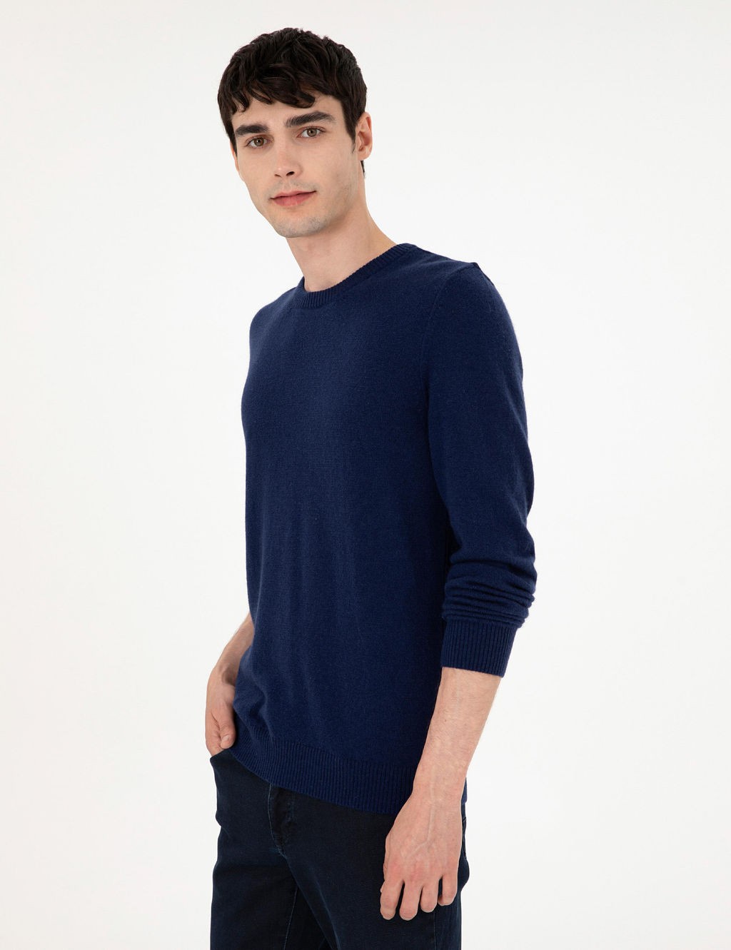 Lacivert Slim Fit Bisiklet Yaka Ka_mir Triko Kazak - Pierre cardin фото 3