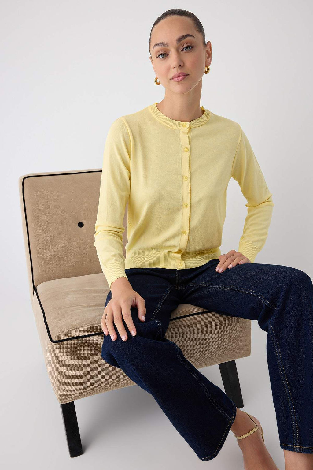 Sar? Premium/Ozel Iplik Merserize Gorunumlu Bisiklet Yaka Basic Triko H?rka TWOAW26HI00095 - Trendyolmilla фото 11