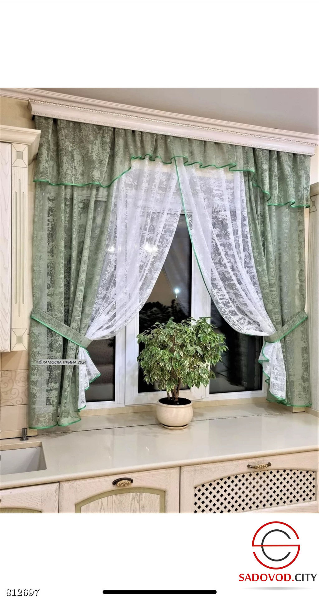 Кухонная штора мрамор 3*1,75 м