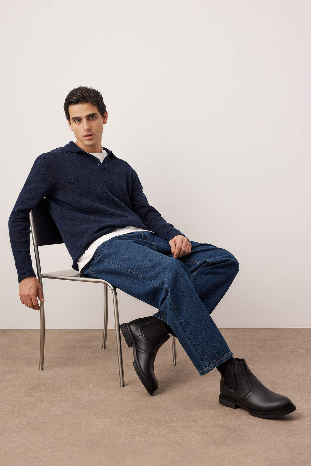 Siyah K?sa Duz Topuklu Lastikli Chealsea Erkek Bot TAKAW26BO00019 - Trendyolmilla фото 2