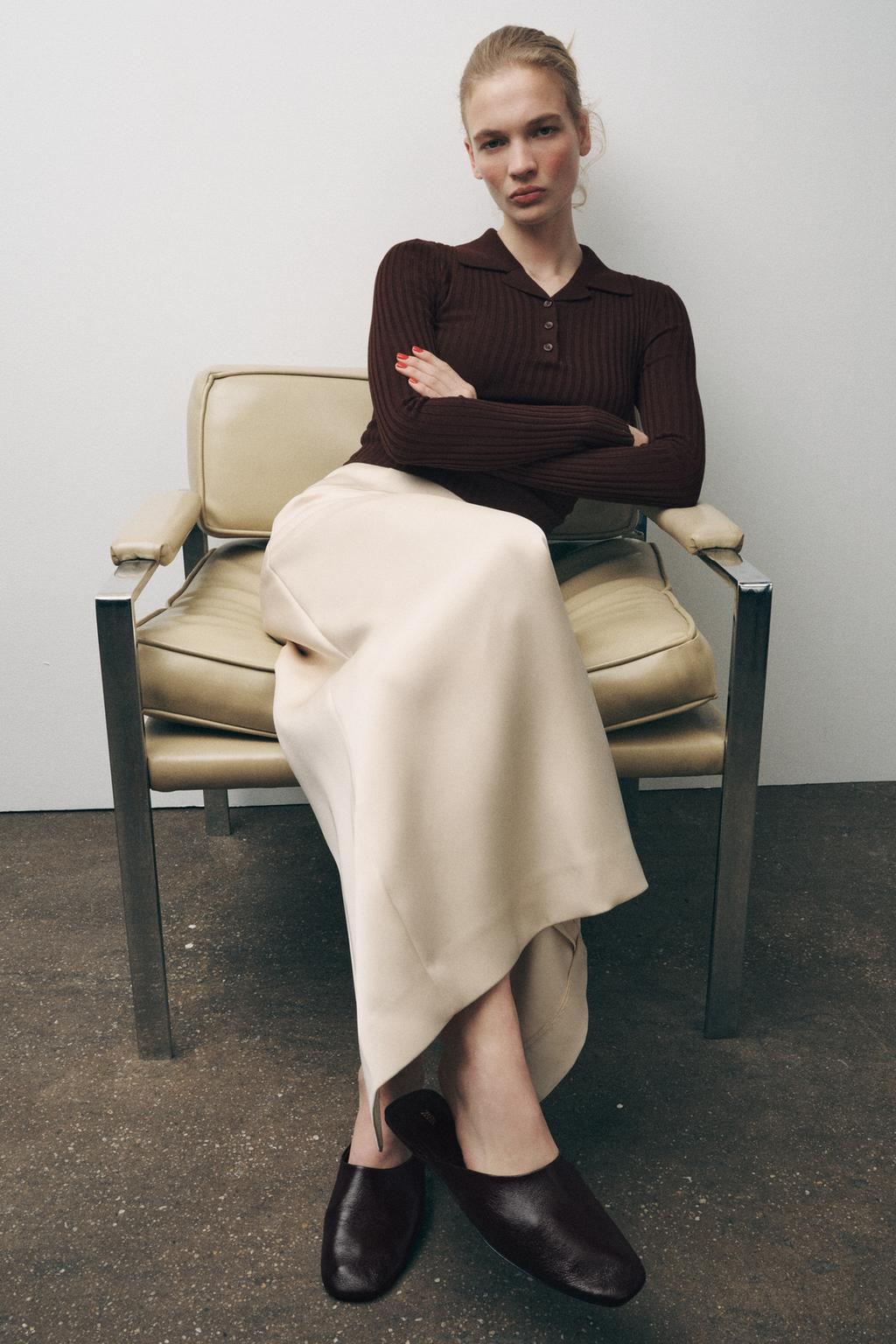 RIBBED KNIT POLO NECK JUMPER - Zara фото 2