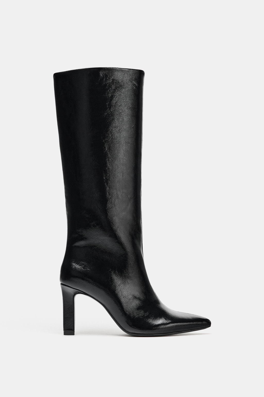 FAUX-PATENT WIDE-LEG BOOTS WITH BLOCK HEEL - Zara фото 2