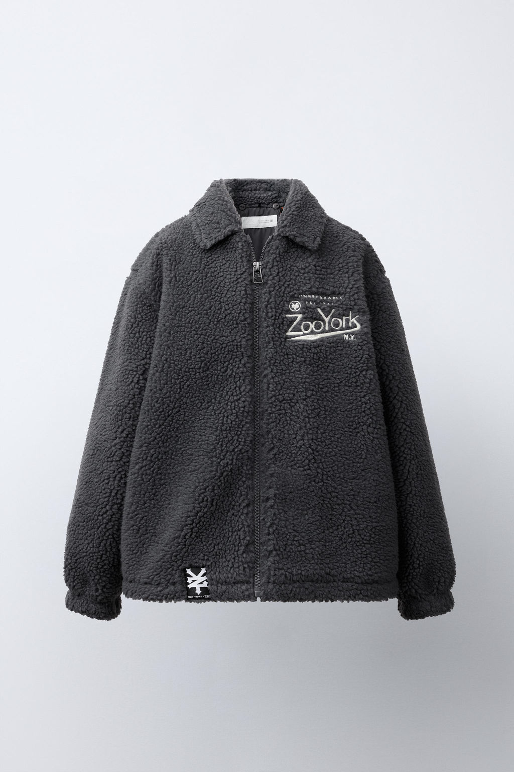 FAUX SHEARLING OVERSHIRT WITH REMOVABLE HOOD AND EMBROIDERED ZOO YORK® X ZARA DETAIL  фото 2