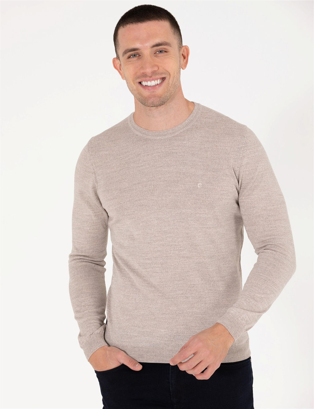 Ta_ Slim Fit Bisiklet Yaka Y_n Kar___ml_ Basic Triko Kazak - Pierre cardin фото 3