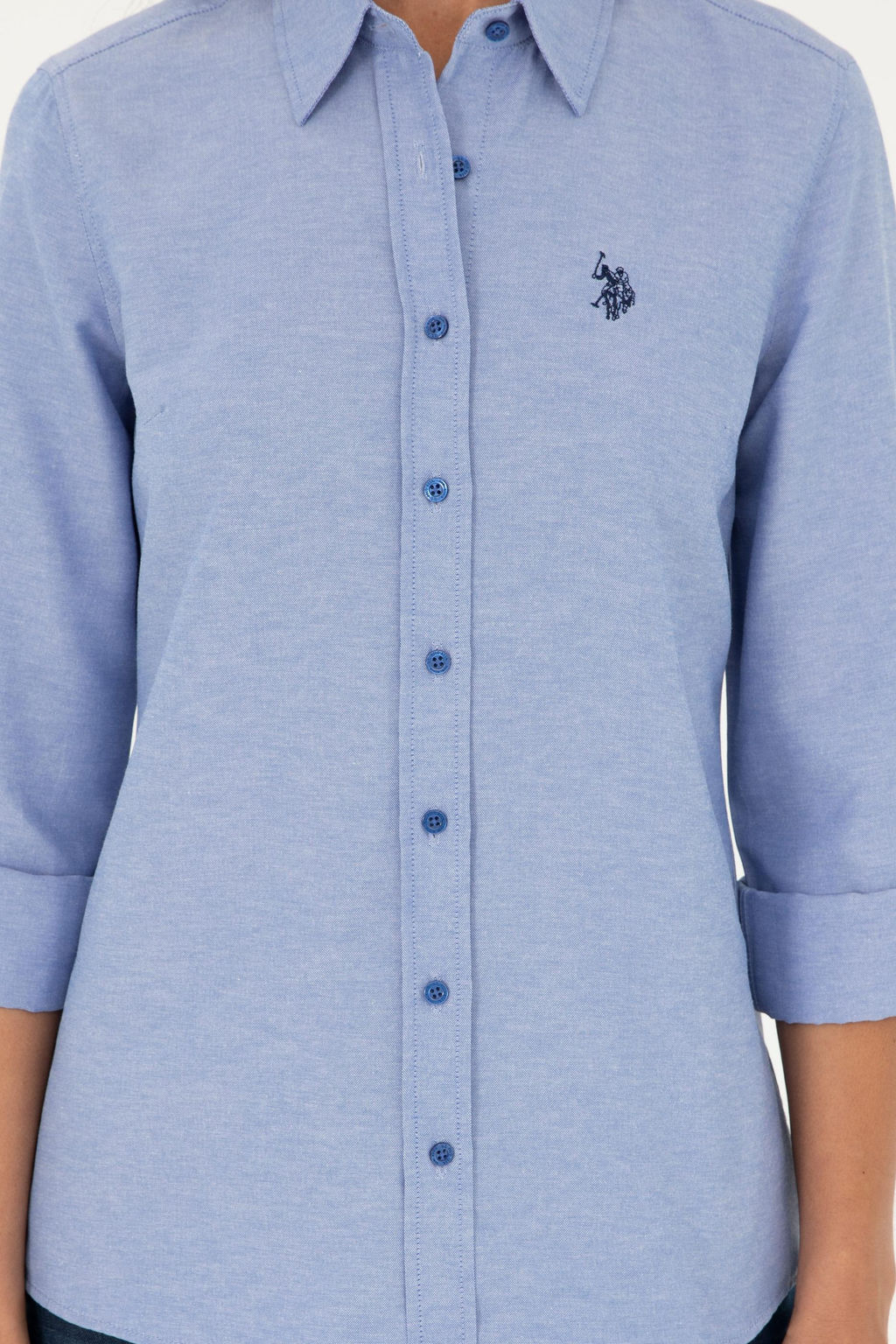 Рубашка женская U.S. Polo Assn Saks с длинным рукавом из хлопка с полиэстером  фото 12