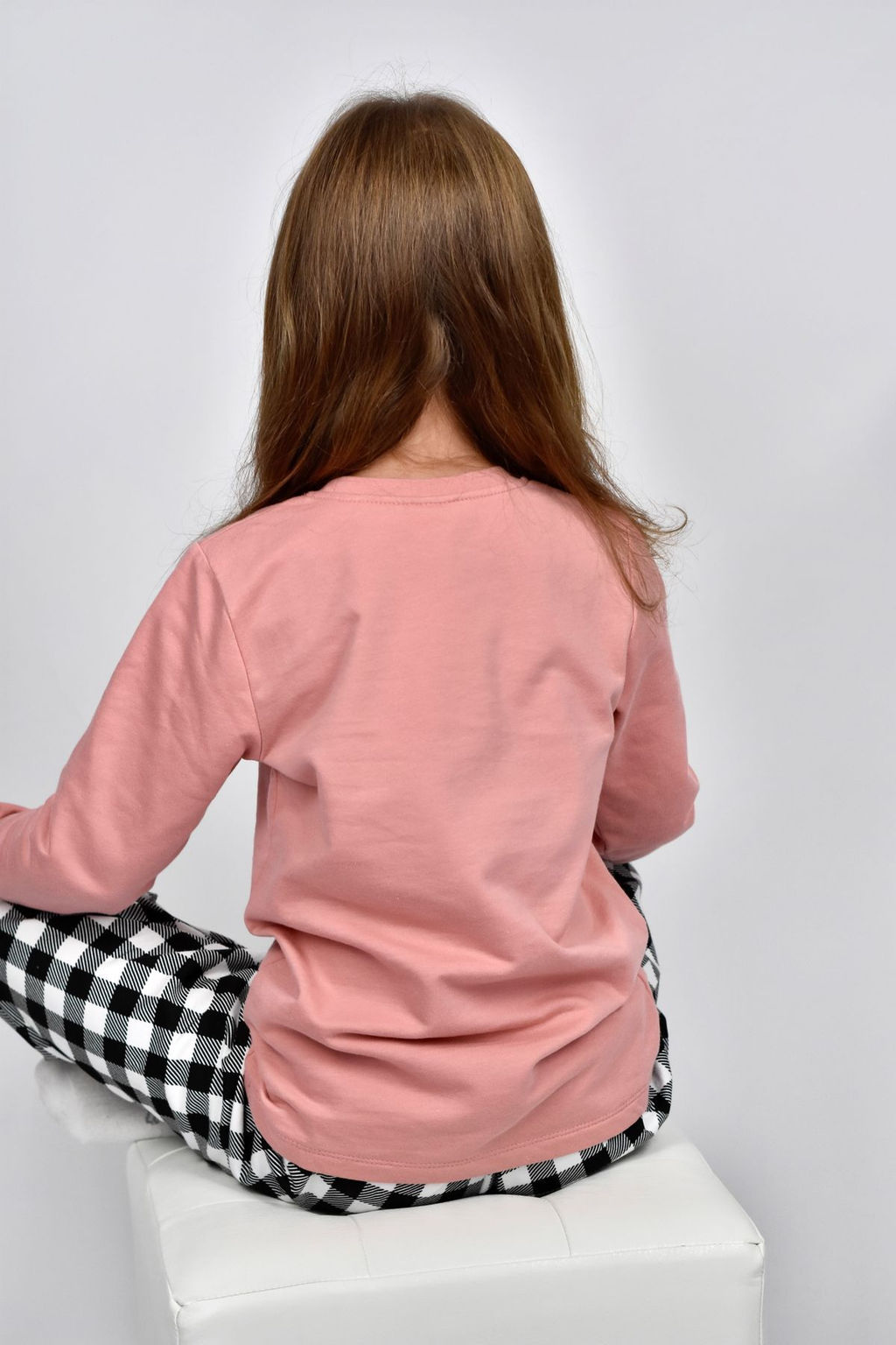 Пижама для девочки 91232 пыльная роза/черная клетка 870 Lets go - Let's go фото 15