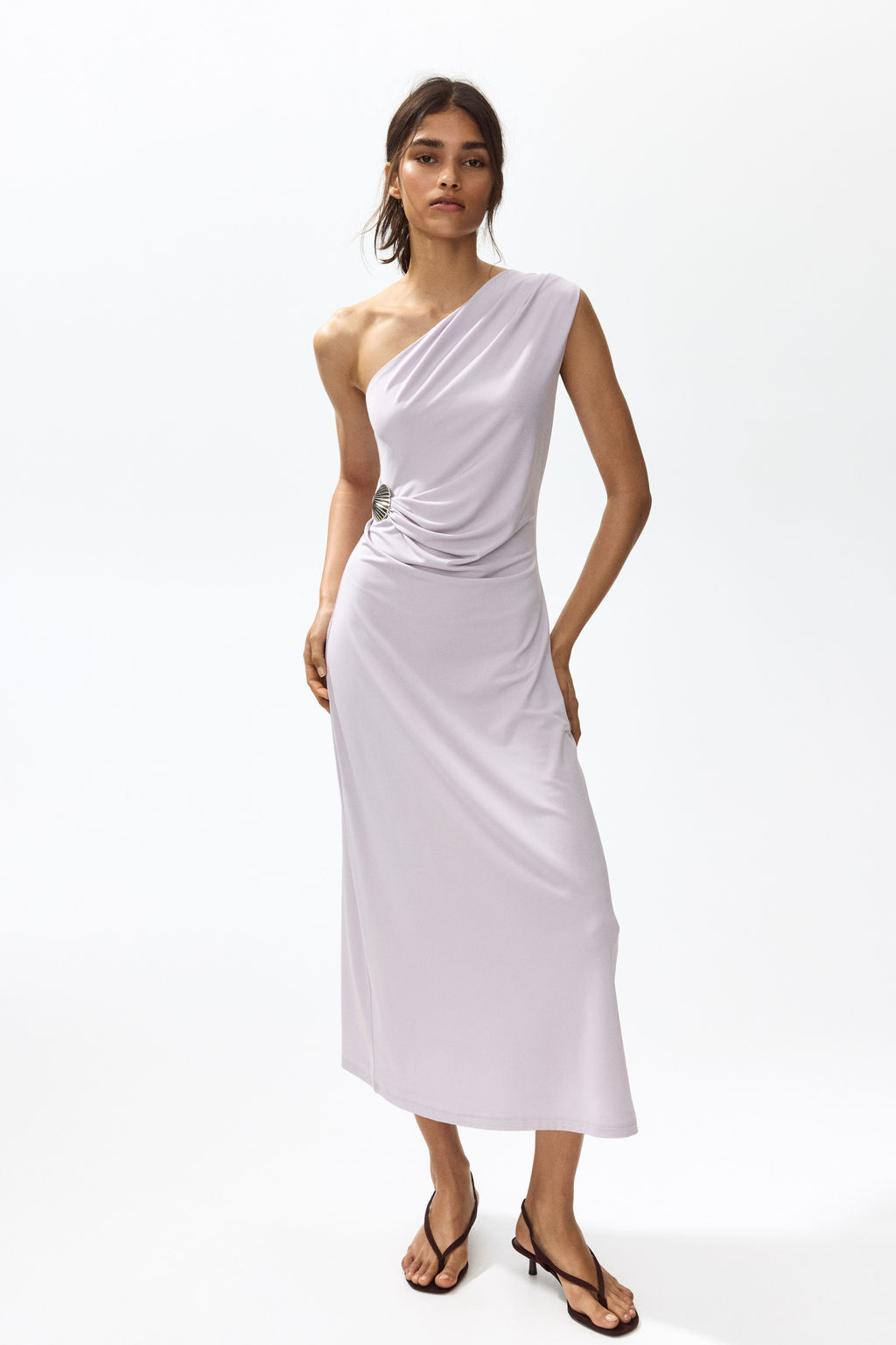 Vestido drapeado de un hombro - H&m фото 2