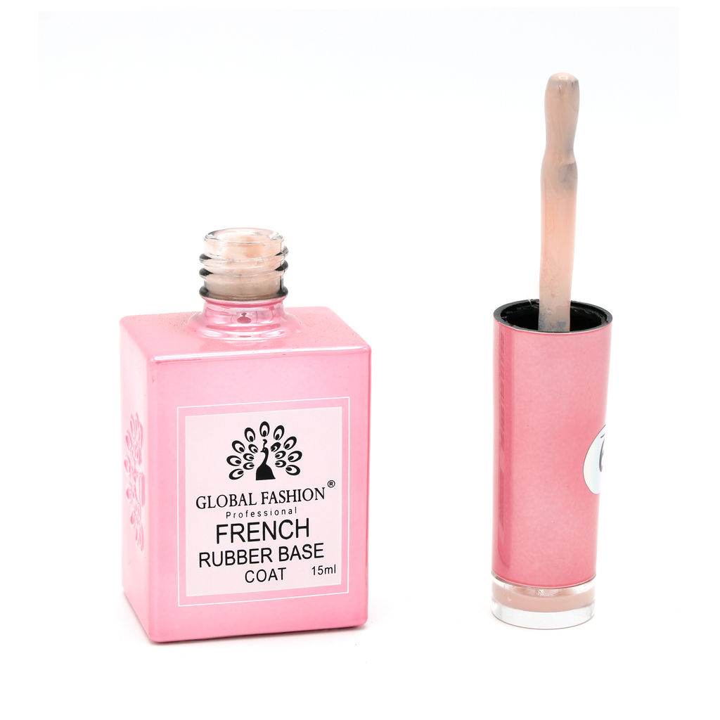Каучуковая база для гель лака френч, Rubber Base Coat French, 15 мл., Global Fashion 09  фото 7