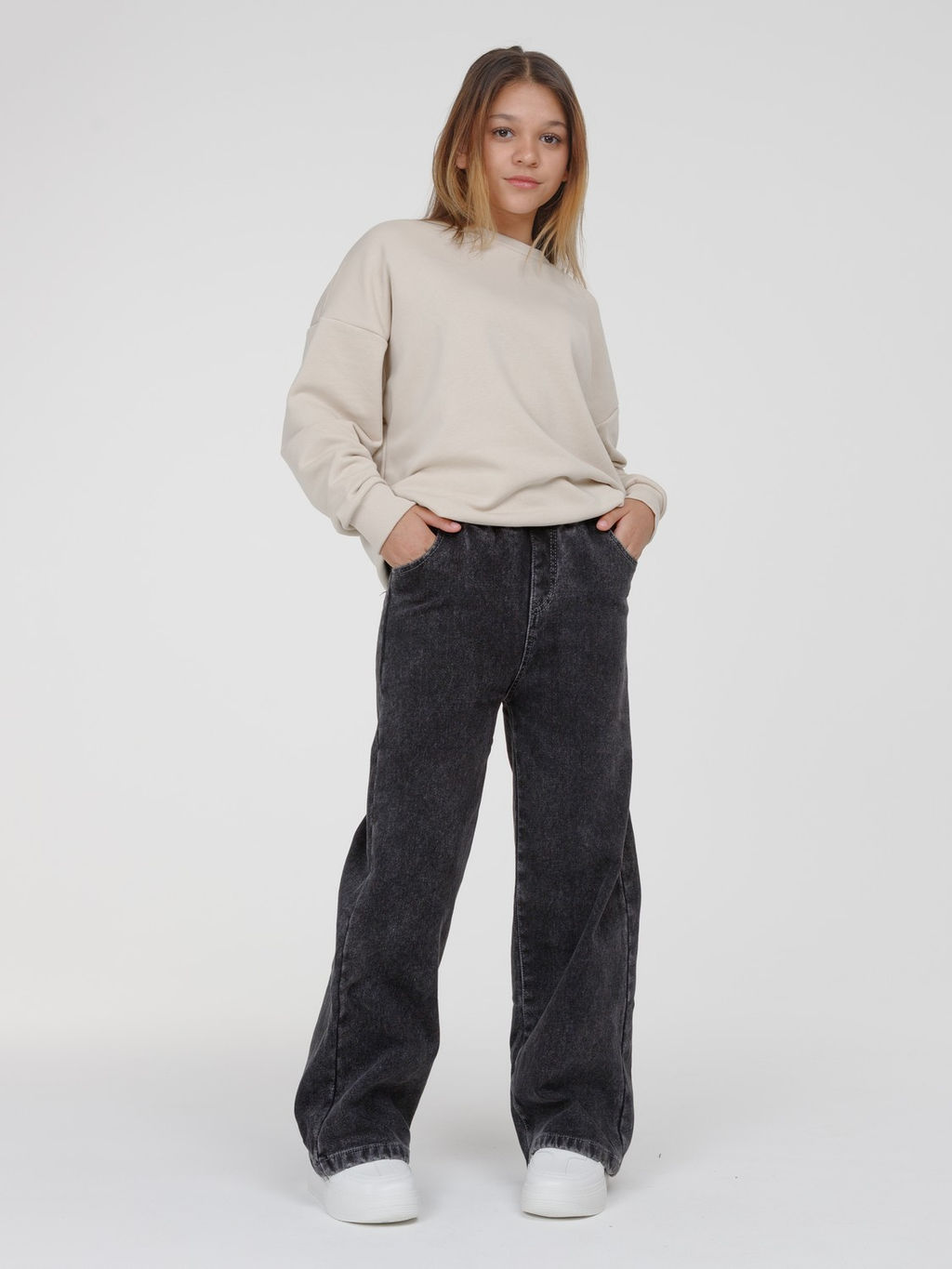 Джинсы-трубы утеплённые для девочек - Синий мир фото 7