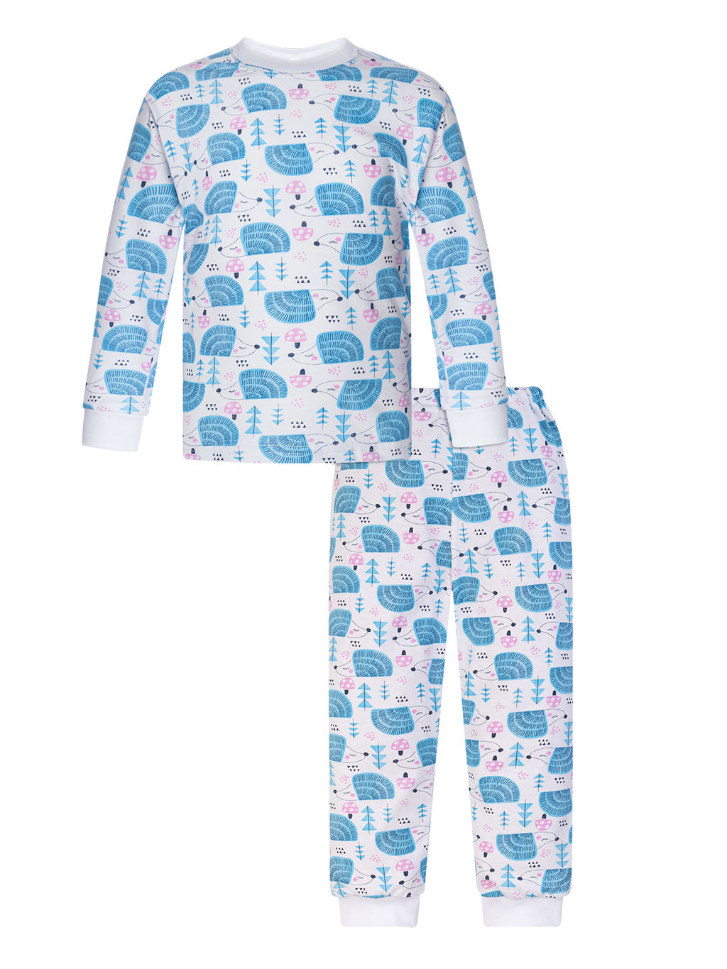 Пижама детская принт бирюзовые ежики