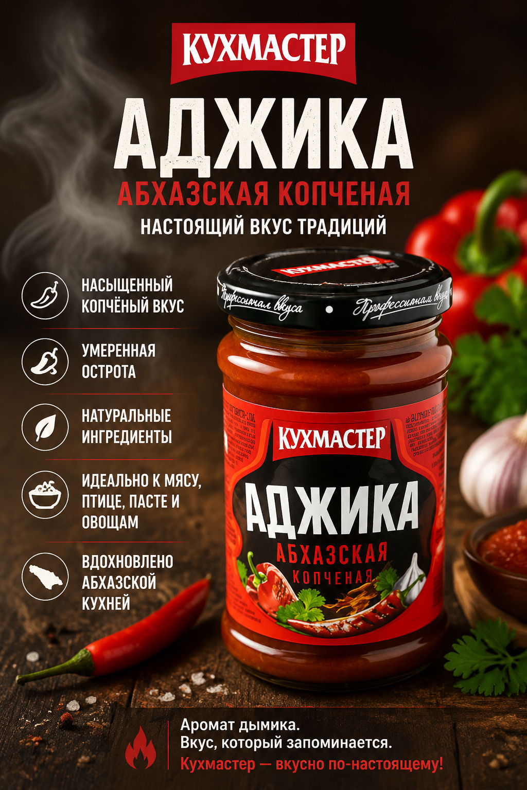 Аджика Кухмастер Абхазская копченая 190 г